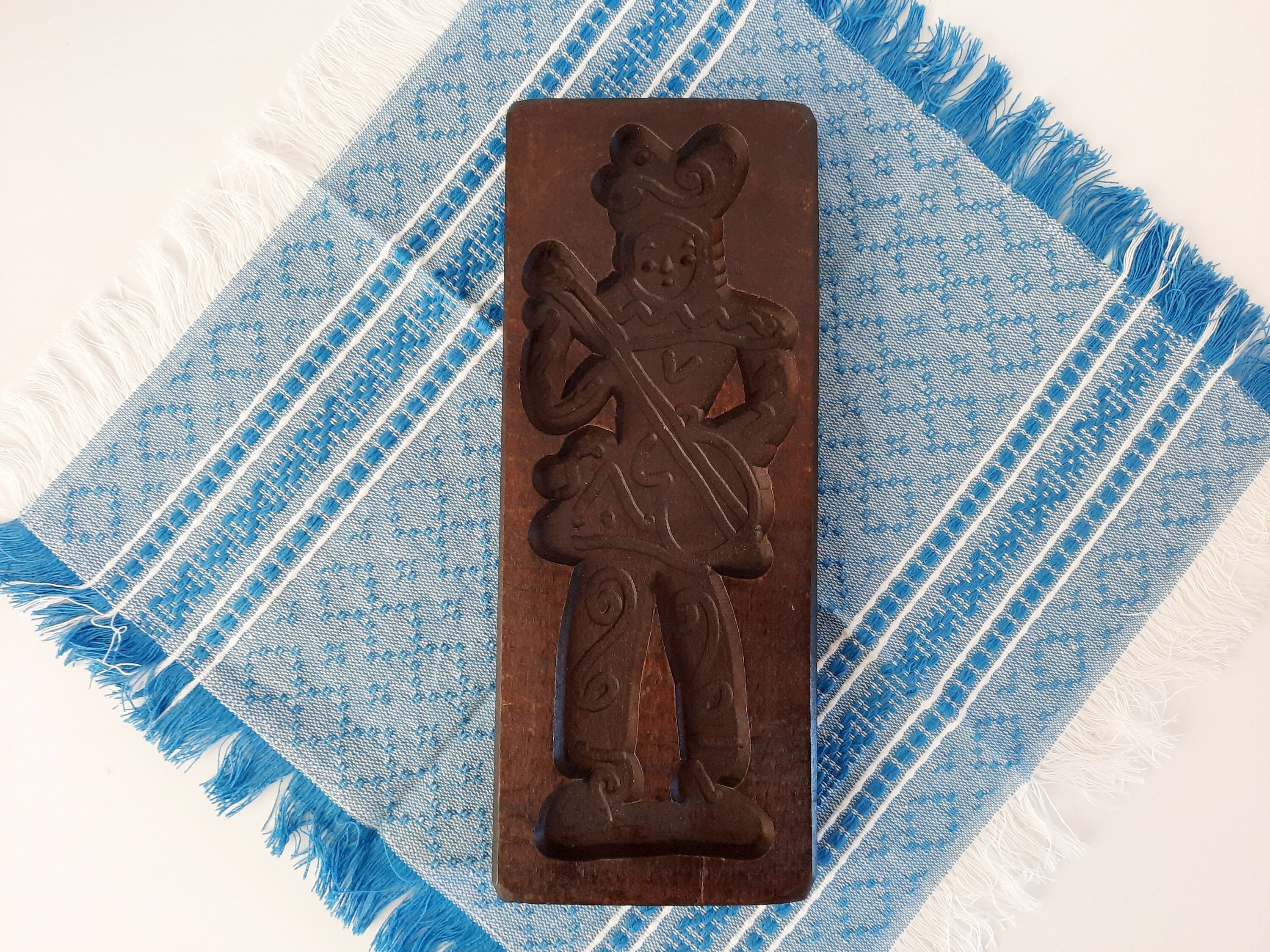 Vintage German Primitive Wooden Cookie Mold Speculaas Shortbread