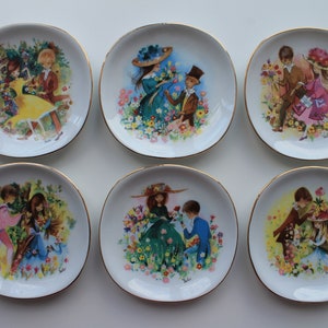 Porcelain Coasters Saucers | Schwarzenhammer Porzellan Small Dishes Plates | Set of 6 Dessert Bowls | Valentine&#39;s Day Gift | Love Story