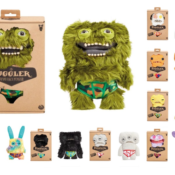 Fuggler Monster drôle laid | Monster Soft Peluche Dents semblables à des humains | FUGGLERS DE PERRUCHES | Lapin enragé | Extraterrestre ennuyé | Sasquoosh | Calamar