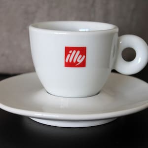 illy Logo Coffee Cup x1 | Classic White Espresso Cup & Saucer Set