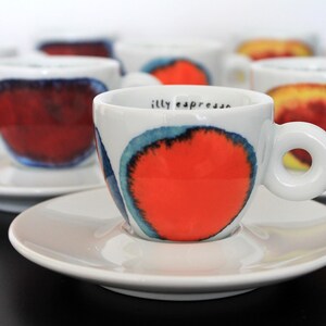 illy Art Collection Espresso Coffee Cup & Saucer 2011 | Design Francesco Clemente | Watercolor Drops | PRICE PER SET 3 Cups and Saucers