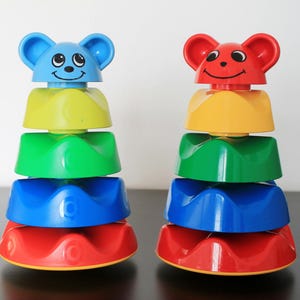 Vintage LEGO Primo Duplo Pyramid Rattle Roly-Poly Toy | LEGO Primo 2096 Stack-A-Mouse 1997 | LEGO Duplo Explore 5433 Stacking Tower 2001