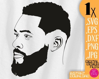 Beard Black Man Glasses svg Afro men clipart short beard 