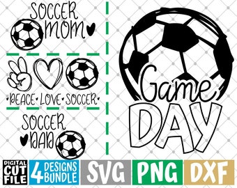 4x Soccer Designs Bundle svg, Soccer svg, Sports, Soccer Quote svg, Printable, File for Cricut, Silhouette, Vector, svg files for cricut