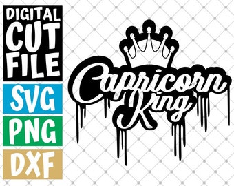 Capricorn King Zodiac Sign svg, Horoscope, Astrology svg, Dripping svg, Crown svg, File for Cricut, Silhouette, Vector, svg files for cricut