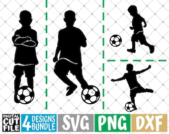 4x Fußball-Spieler Zitat Designs Bundle Svg, Spiel Svg, Fußball Svg, jungen Svg, Team, Datei für Cricut, Silhouette, Vektor, Svg-Dateien für Cricut