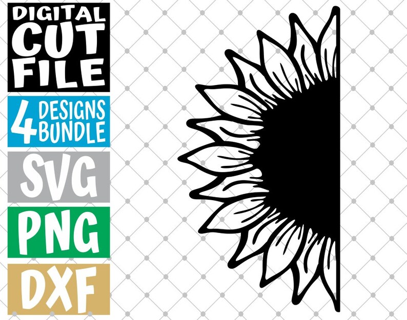 Download 4x Half Sunflowers Designs Bundle svg Sun svg Summer svg ...