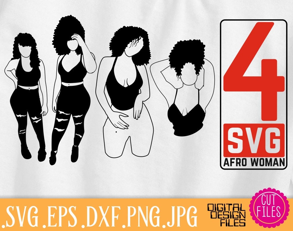 Download 4x Sexy Afro Black Woman bundle svg Hairstyle woman svg | Etsy