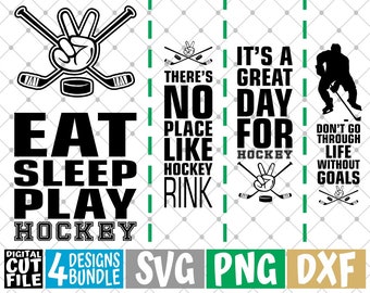 4x Hockey Quote Designs Bundle svg, Hockey svg, Sports, Hockey life, Love Hockey, File for Cricut, Silhouette, Vector, svg files for cricut