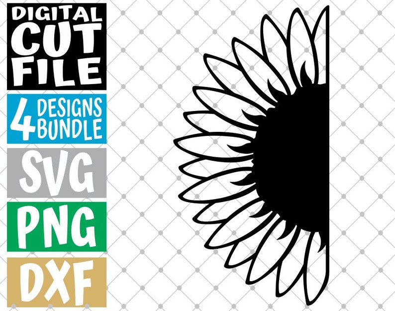 Download 4x Half Sunflowers Designs Bundle svg Sun svg Summer svg ...