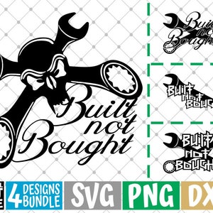 4x Built Not Bought Designs Bundle svg, Car svg, Drift svg, Skull svg, Tuning svg, File for Cricut, Silhouette, Vector, svg files for cricut