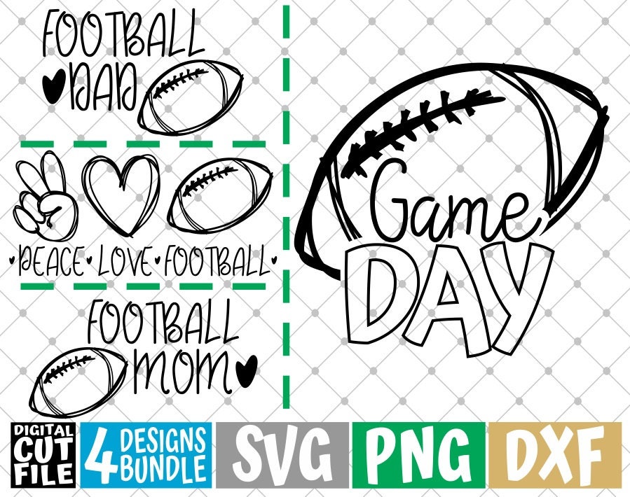 4x Football Designs Bundle Svg Football Svg Sports Baseball Etsy UK
