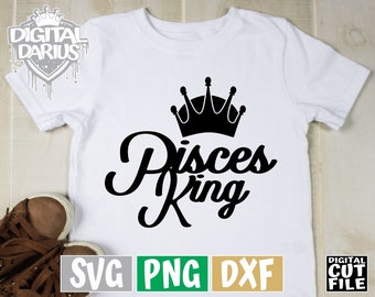 Pisces King svg, Zodiac Sign svg, Horoscope svg, Astrology svg ,king crown svg, File for Cricut, Silhouette, Vector, svg files for cricut