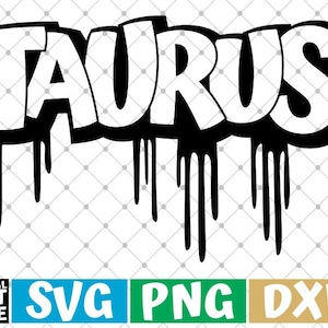 Stier Sternzeichen Svg, Horoskop, Tropfen Worte svg, Astrologie, Graffiti svg, Datei für Cricut, Silhouette, Vektor, svg Dateien für Cricut