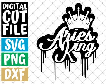 Aries King Zodiac Sign svg, Horoscope svg, Astrology, Dripping svg, Crown svg, File for Cricut, Silhouette, Vector, svg files for cricut