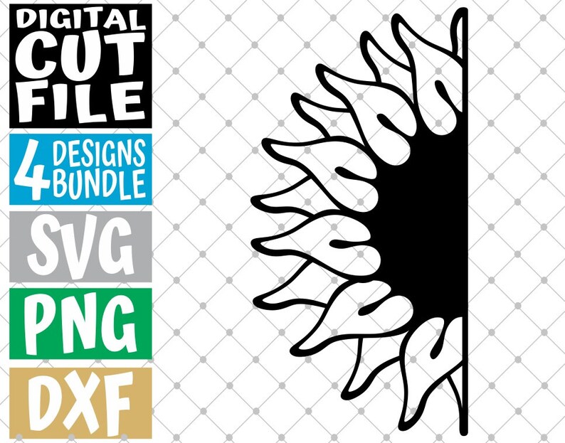 Download 4x Half Sunflowers Designs Bundle svg Sun svg Summer svg ...