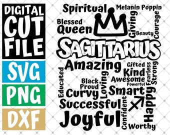 Sagittarius svg, Zodiac Sign svg, Horoscope, Astrology, Afro woman svg, Melanin ,File for Cricut, Silhouette, Vector, svg files for cricut