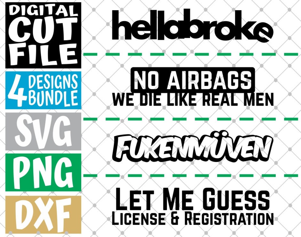 4x Car Quote Designs Bundle Svg Car Svg Tunning Svg Etsy