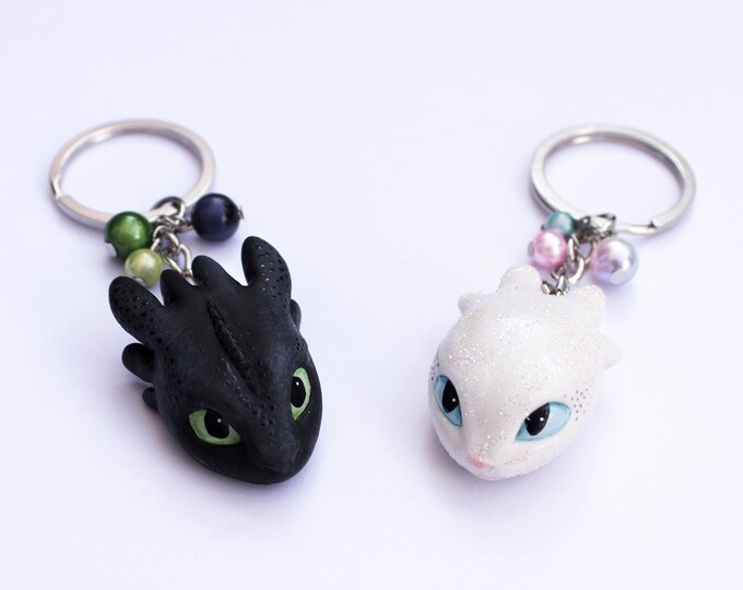 How to Train Your Dragon Keychain Toothless Light Fury Etsy