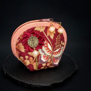 Japanese style coin purse | Butterfly coin purse with zipper | Kimono zip around purse