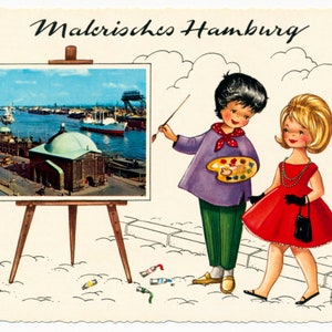 Vintage Nostalgiekarte alte Ansichtskarte "Malerisches Hamburg" - Rarität sammeln