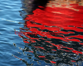 Photographie Photo « Aquarelles » - Water Reflection Boat Harbor Fishing Port Maritime Coloré Coloré Coloré