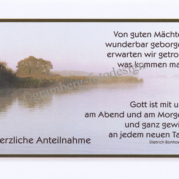 Trauerkarte "Von guten Mächten wunderbar geborgen" - Kondolenzkarte Beileidskarte Trauer Anteilnahme Beileid Hoffnung Dietrich Bonhoeffer