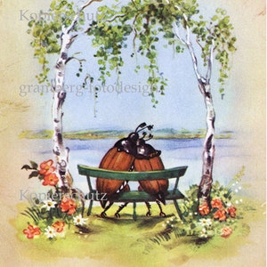 Vintage Repro Nostalgiekarte für Verliebte "Liebe kann sooo schön sein" Ansichtskarte Wonnemonat Mai