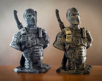 Deadpool, Hero, Super Hero, Bust, Gold sculpture, Silver sculpture