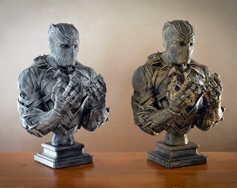 Black, Panther, Wakanda, Bust, Gold sculpture, Silver Sculpture