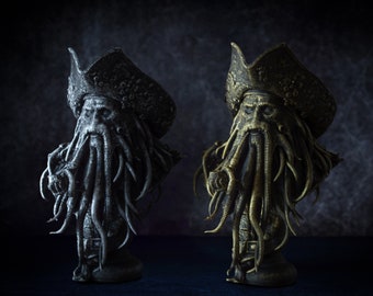 Davy Jones Sculpture, Pirates, Gold Statue, Silver Statue, Hand Painted Sculpture, Captain, Flying Dutchman, Black Pearl