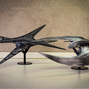 Battlestar Galactica Cylon High Detail Ship Model, Spaceship Prop Replica Figure, Starship Figurine Scifi, Custom 3d Printed, Cylon Raider Cylon Base and Raid