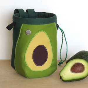 Avocado Chalk Bag, Rock Klettern Obst Tasche, Weihnachtsgeschenk Tasche für Kletterer, Chalkbag Arampi design