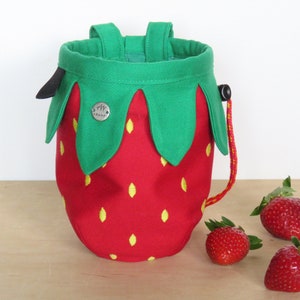 Sac de craie d'escalade aux fraises, série de sacs de craie aux fruits, cadeau original pour grimpeurs, design Arampi