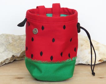 Rock Climbing Watermelon Chalk Bag, Gift Bag for Climber, Arampi design