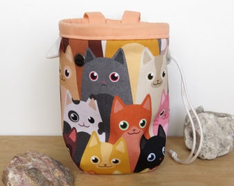 Bolsa de tiza para gatos, impresión de arte de escalada en roca, bolsa de escalada para gatos de colores, lindo regalo para escalador, Arampi