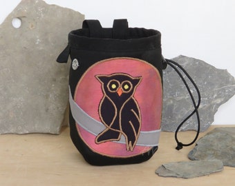 Halloween Uil op Night Moon Chalk bag- Rotsklimmen tas - Cadeau voor klimmer Arampi