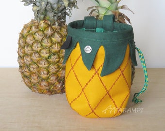 Bolsa de Tiza de Piña, Regalo para Escalador, Bolsa de Tiza para Escalada en Roca, Bolsas de Tiza Serie Frutas Arampi