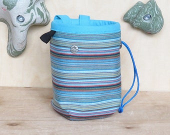 Ethnic Blue Stripes Chalk Bag for Climber, Rock Climbing Colorfull Bag, Unique Practical Gift For Climber Friend,  Arampi