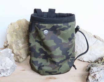 Camo Print Chalk Bag,  Camouflage Military Pattern, Climbing Chalk Bag, Bag for Climber, Gift for Climber, Arampi