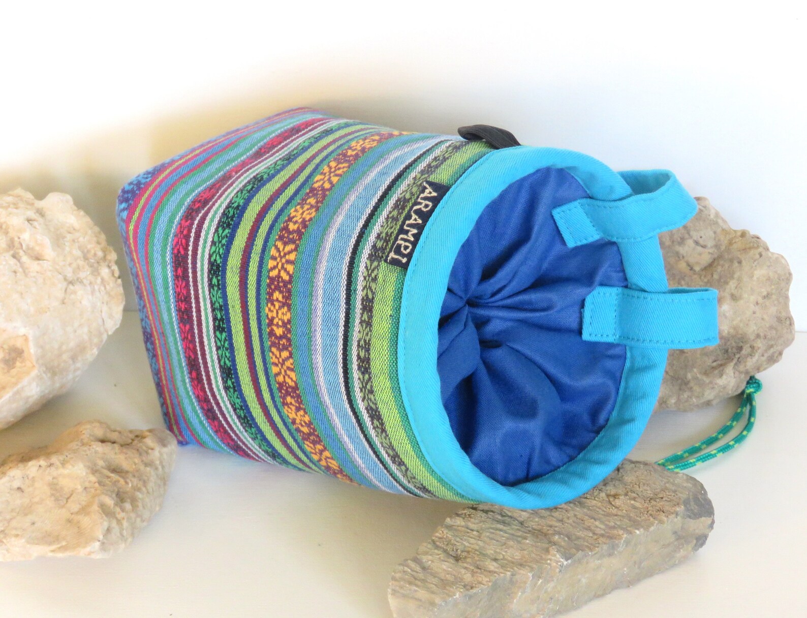 Chalk Bag Ethno pattern Blue Stripes Boho Climbing bag Etsy