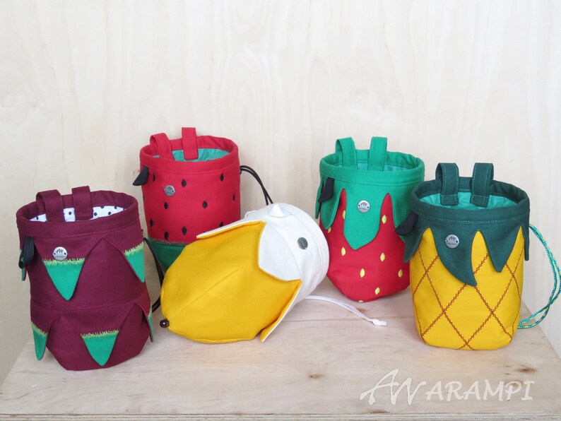 fruit series chalk bags for rock climber designed by Arampi