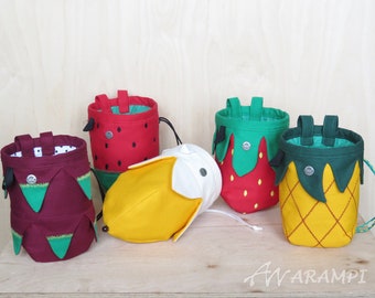 Fruitkrijtzakken, cadeau voor klimmer, rotsklimmenkrijtzak, Arampi origineel ontwerp