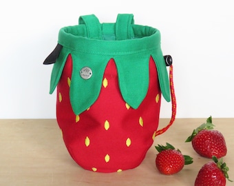 Sac de craie d'escalade aux fraises, cadeau de sac de fruits pour grimpeurs, usage sportif, design Arampi