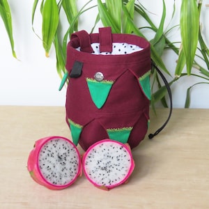 Dragon Fruit Chalk Bag, Rock Climbing Bag Gift for Climber, Chalkbag, Pitaja Arampi Fruits