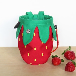 Erdbeer-Kletterbeutel, Obst-Kreidebeutel, originelles Geschenk für Kletterer, Arampi Design