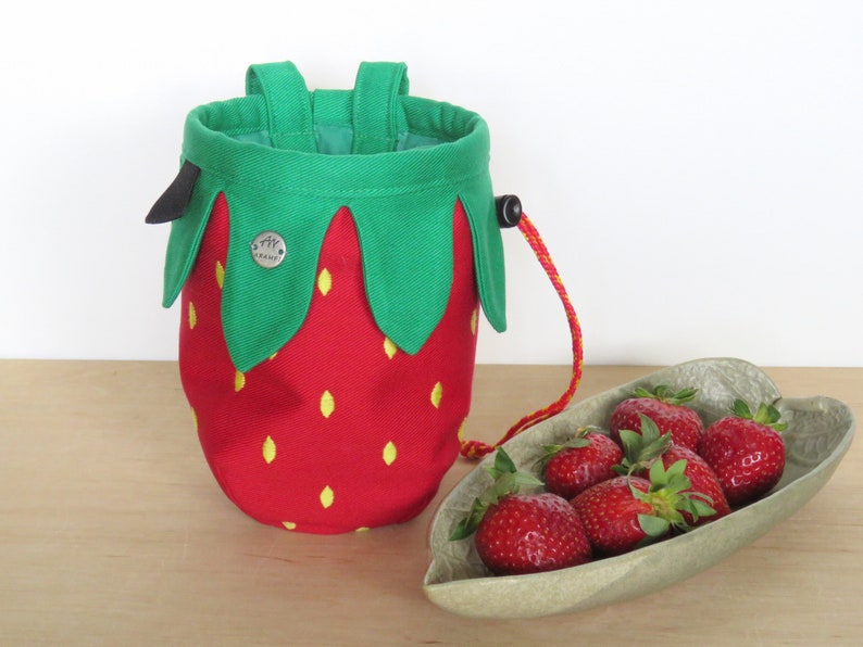 Strawberry Rock Climbing Chalk Bag, Fruit Chalk Bags Series, Original Gift for Climbers, Arampi Design image 9