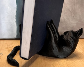 Black Cat Book Holder: Flexible Tail Kitten Reading Stand