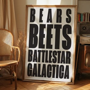 Lustiges Büro-Poster Digitaler Download, schrullige Arbeitsplatz-Wandkunst, geeky druckbares Dekor für Kabine oder Hauptbüro, Beets-Bär-Raum-Thema