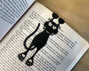 Hanging Black Cat Bookmark - Whimsical Cat Lover Gift Unique Reading Accessory